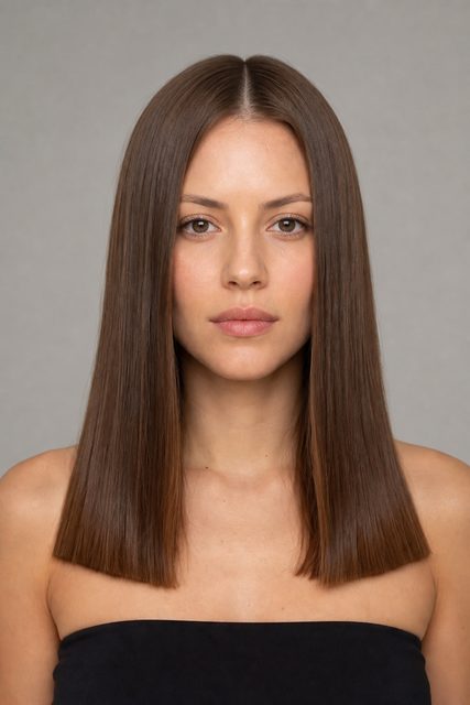 Примерка женской стрижки Blunt Cut на фото онлайн