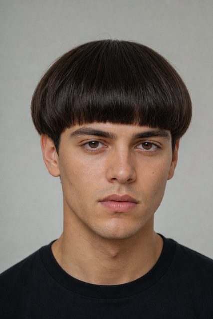 Примерка мужской стрижки Bowl Cut на фото онлайн