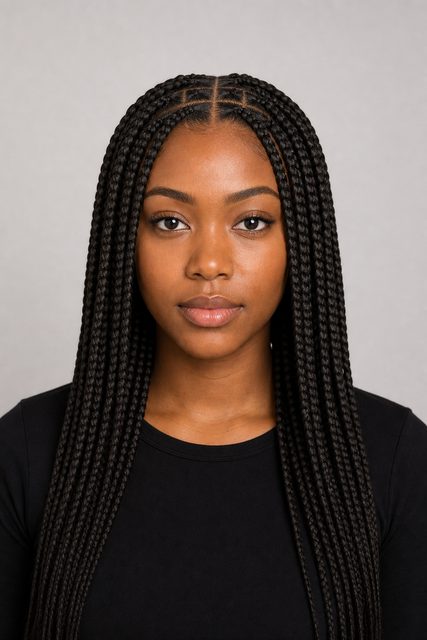 Примерка женской стрижки Box Braids на фото онлайн