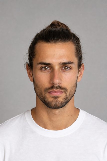 Примерка мужской стрижки Man Bun на фото онлайн