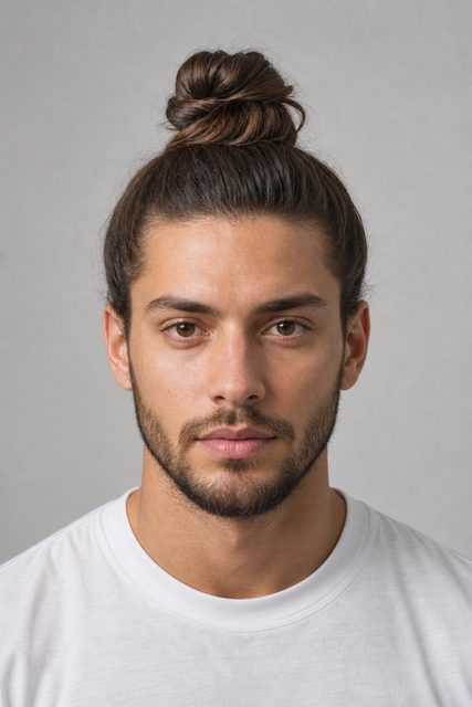 Примерка мужской стрижки Top Knot на фото онлайн